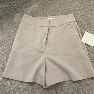 NWT Cynthia Rowley tan midi high rise shorts